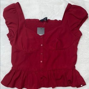 Short sleeve deep red blouse